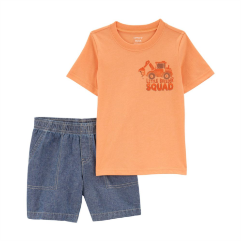 Baby Carters 2-Piece Little Builder Squad Tee & Jean Shorts Set