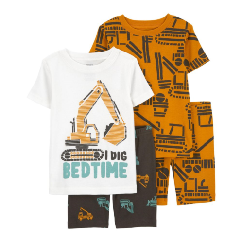 Toddler Boy Carters 4-Piece Construction Print Shirts & Shorts Pajama Set
