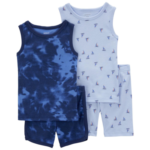 Baby & Toddler Boy Carters 4-Piece Tie Dye & Sailboat Print Muscle Shirts & Shorts Pajama Set