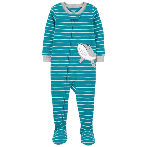 Baby Boy Carters Striped Whale Footed Pajamas