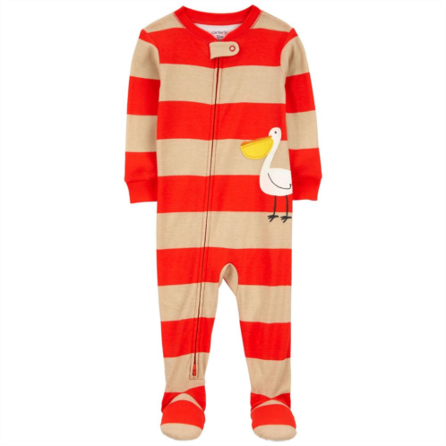 Baby Boy Carters One-Piece Striped Pelican Print Footed Pajamas