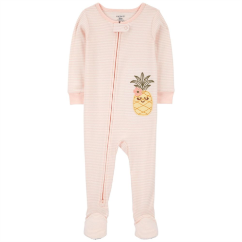 Baby Girl Carters One-Piece Striped Pineapple Print Footed Pajamas