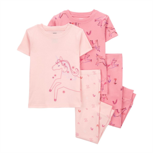 Toddler Girl Carters 4-Piece Unicorn Tops & Bottoms Pajama Set