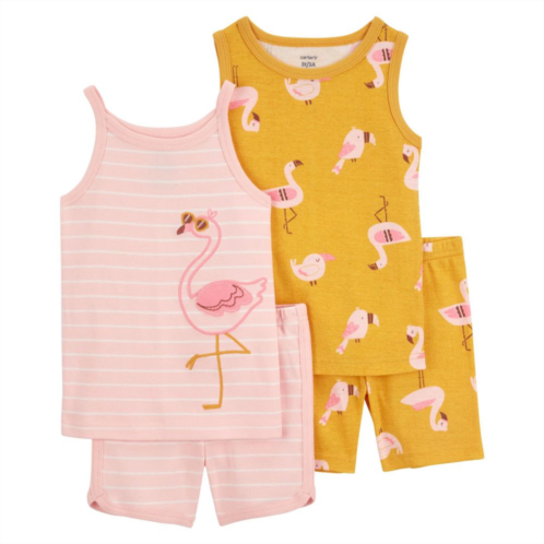 Toddler Girl Carters 4-Piece Flamingo Print Tank Tops & Shorts Pajama Set
