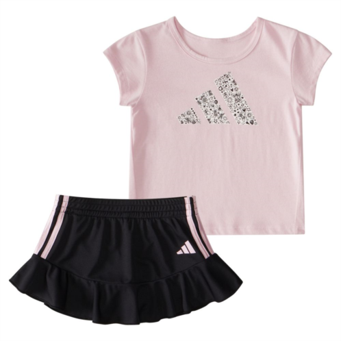 Baby Girl adidas Doodle Graphic Logo Tee & Ruffled A-Line Skort Set