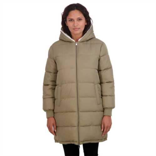 Womens Sebby Collection Hooded Cozy Lined Puffer Coat