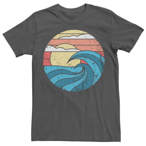 Generic Mens Waves Sunset Lines Circle Graphic Tee