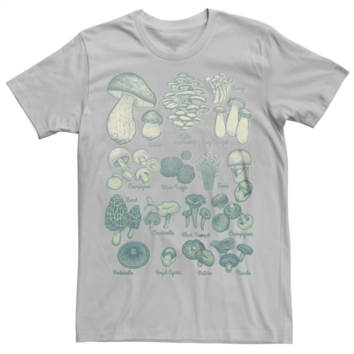 Generic Mens Mushrooms Chart Drawing Graphic Tee