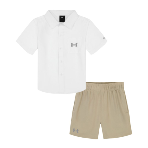 Boys 4-7 Under Armour UPF Short Sleeve Button-Up Shirt & Shorts Set