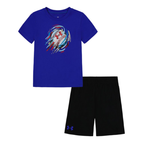 Boys 4-7 Under Armour 2-Piece Baseball Logo Tee & Solid Shorts Set