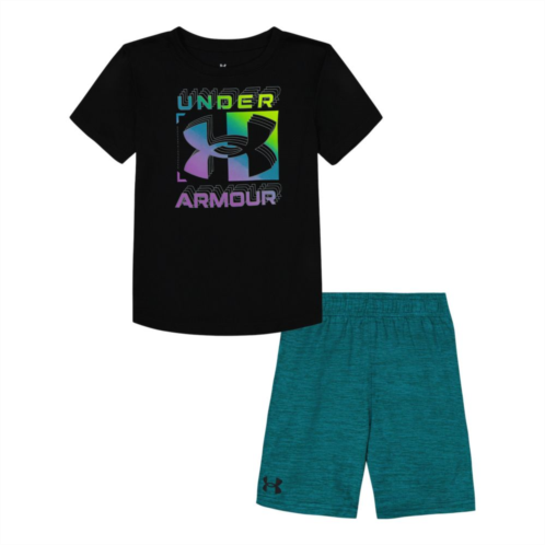 Boys 4-7 Under Armour Colorful Multi Logo Graphic Tee & Space Dye Twist Shorts Set
