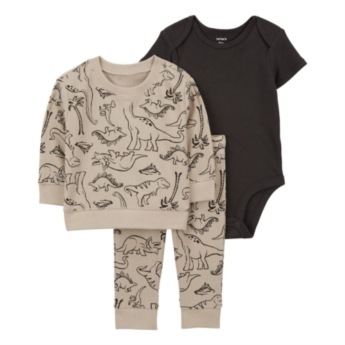 Baby Boys Carters 3-Piece Dino Print Little Pullover, Bodysuit, and Pants Set