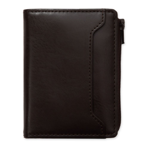 Mens Exact Fit Magnetic Duofold RFID-Blocking Wallet with Zipper