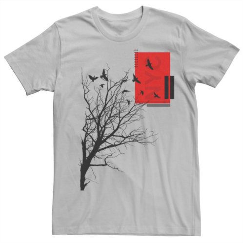 Generic Mens Flying Birds Branches Silhouettes Graphic Tee