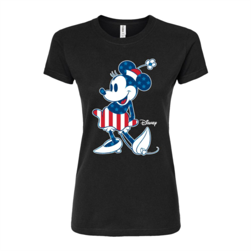 Disneys Minnie Mouse Juniors Flag Pattern Fitted Tee