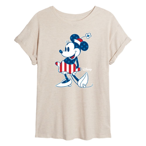 Disneys Minnie Mouse Juniors Flag Pattern Flowy Tee