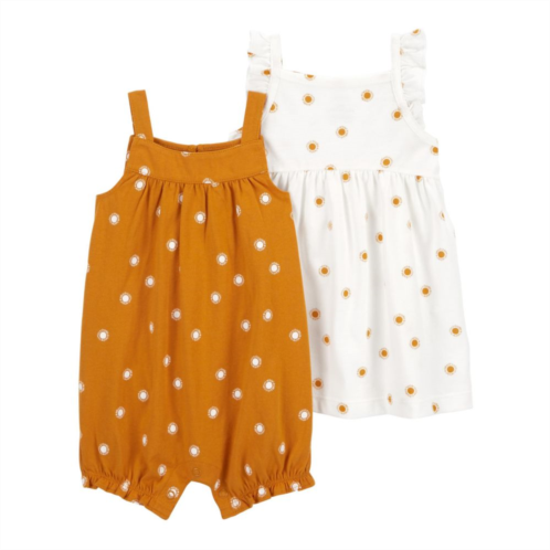 Baby Girl Carters 3-Piece Mini Floral Sun Allover Print Dress, Romper & Diaper Cover Set