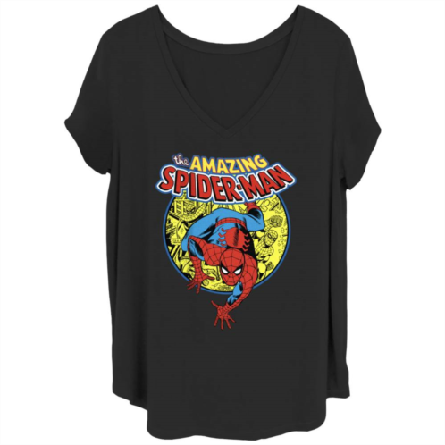 Licensed Character Juniors Plus Size The Amazing Spiderman Comic Badge Graphic Tee