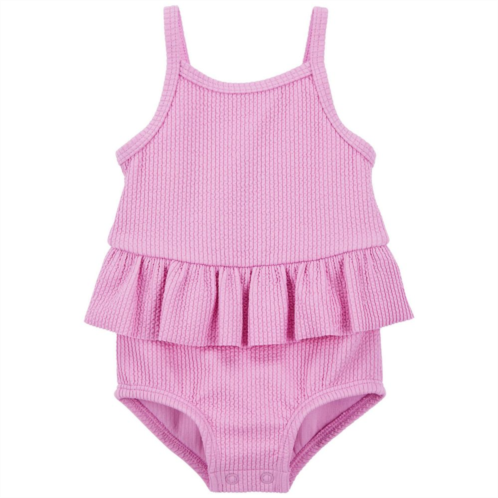 Baby Girl Carters Ruffled Ribbed Swimsuit