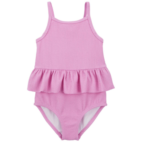 Toddler Girl Carters Ruffled Ribbed Swimsuit