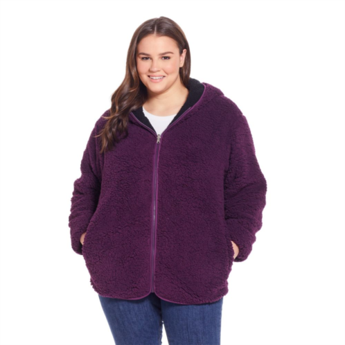 Plus Size Weathercast Reversible Zip Front Fleece Jacket