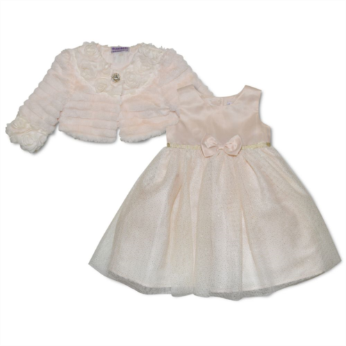 Toddler Girl Blueberi Boulevard Ballerina Dress & Faux-Fur Cardigan Set
