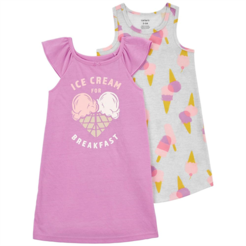 Toddler Girl Carters 2-Pack Ice Cream For Breakfast Nightgowns