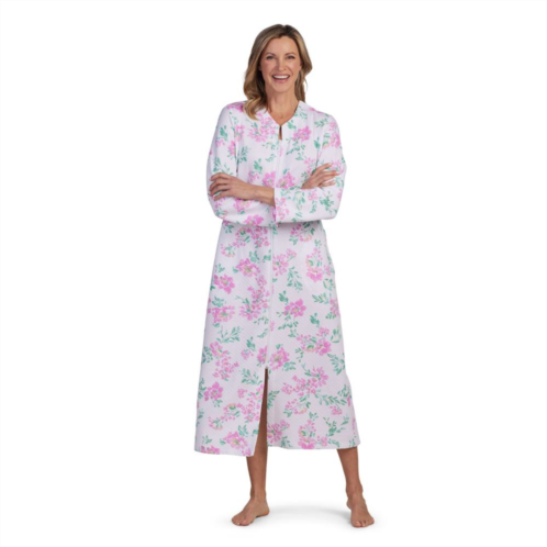 Womens Miss Elaine Essentials Quilt-In-Knit Long Zip Robe