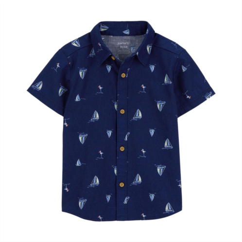 Toddler Boy Carters Sailboat-Print Button-Front Shirt