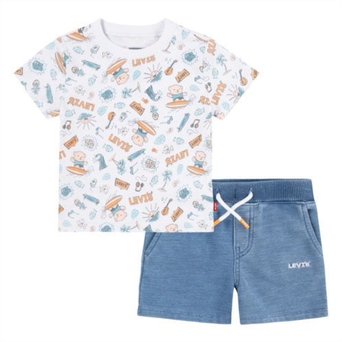 Toddler Boys Levis Surfing Doodle T-shirt and Shorts Set