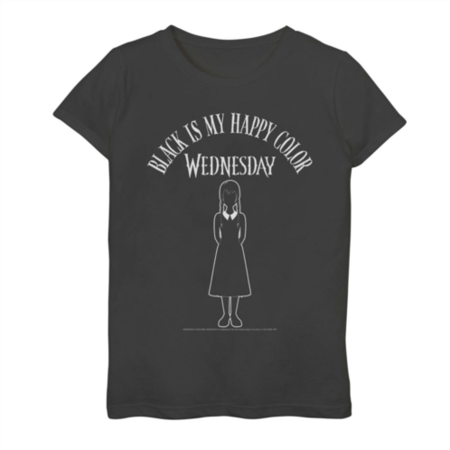 Licensed Character Girls Wednesday Addams Black Is My Happy Color Graphic Tee