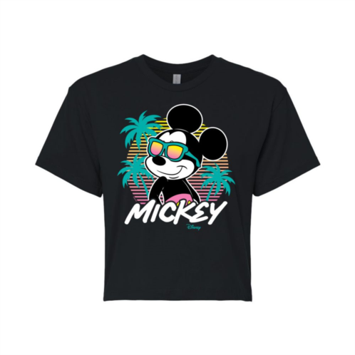 Disneys Mickey Mouse Juniors Sunset Shades Cropped Tee
