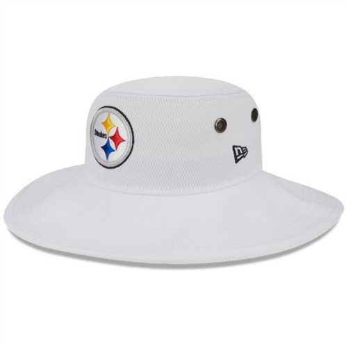 Mens New Era White Pittsburgh Steelers 2023 NFL Training Camp Panama Bucket Hat