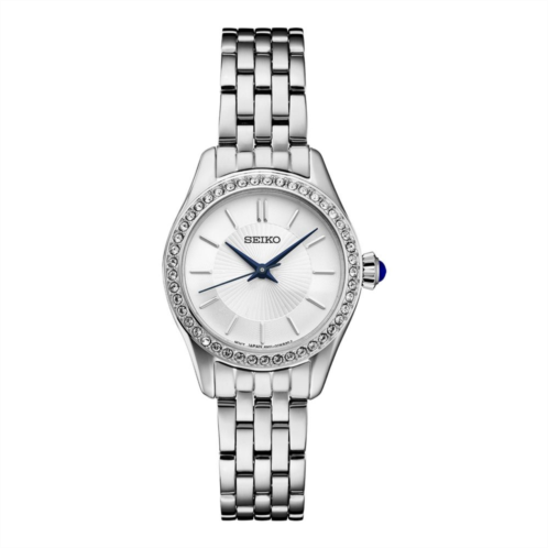 Seiko Womens Crystal Stainless Steel Quartz White Dial Watch - SUR539