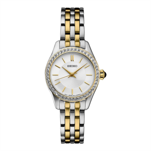 Seiko Womens Crystal Two Tone Quartz White Dial Watch - SUR540