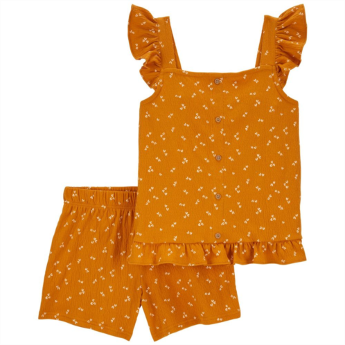 Girls 4-6x Carters 2-Piece Floral Crinkle Top & Shorts Set