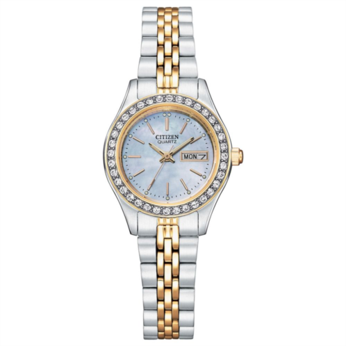 Citizen Womens Crystal Accent Two-Tone Stainless Steel Watch - EQ0539-56Y