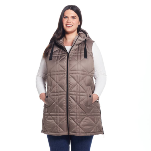 Plus Size Weathercast Hooded Heavyweight Quilted Vest