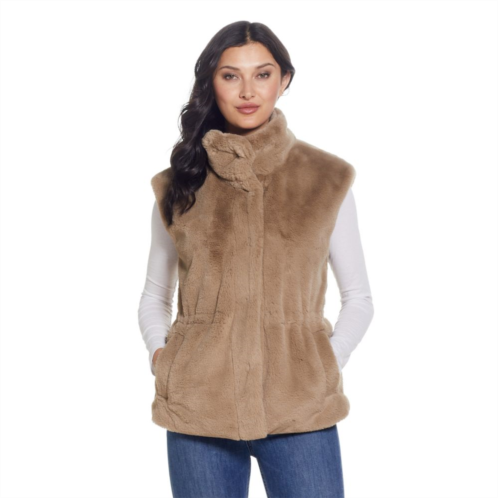 Womens Weathercast Cinched Faux Fur Vest