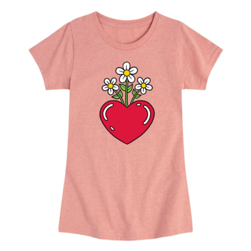 Licensed Character Girls 7-16 Flowers in Heart Graphic Tee