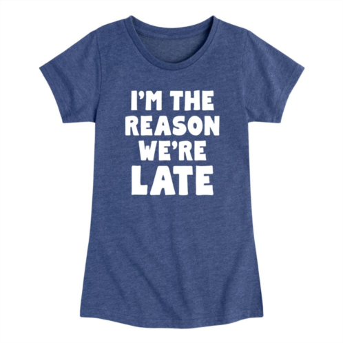 Licensed Character Girls 7-16 Im The Reason Were Late Graphic Tee