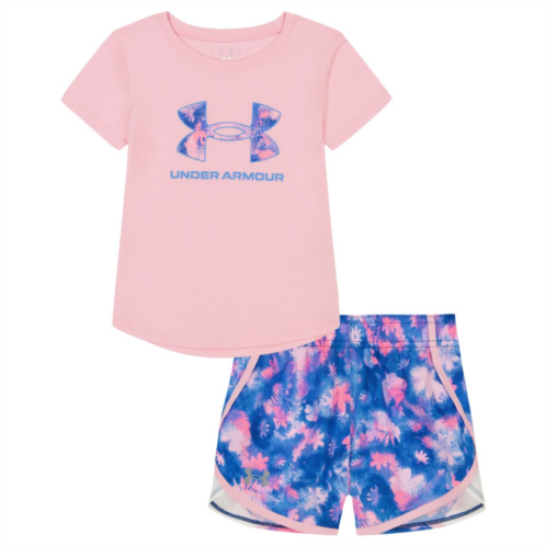 Toddler Girl Under Armour Short Sleeve Graphic Tee & Printed Shorts Set