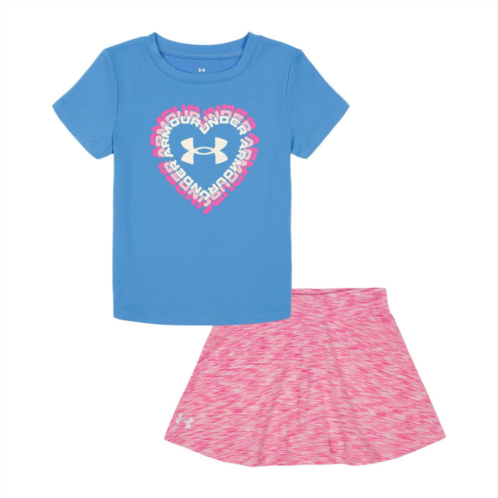 Toddler Girl Under Armour Heart Logo Graphic Tee & Space Dye Skort Set