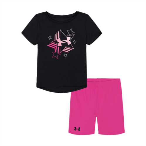 Toddler and Baby Girl Under Armour Star Tee and Bike Shorts Set