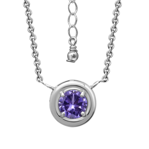 Aleure Precioso Sterling Silver Gemstone Halo Pendant Necklace