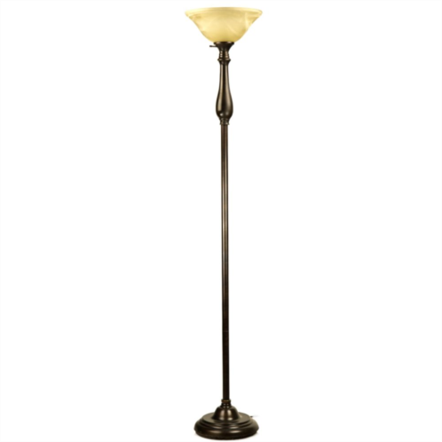 LIGHTACCENTS Floor Lamp Metal Standing Lamp With Alabaster Glass Shade Bronze