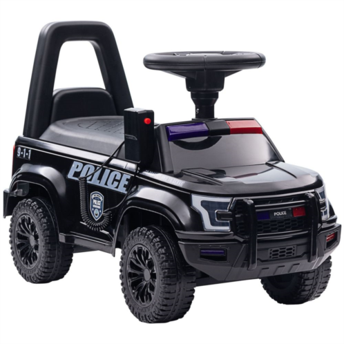 Aosom Kids Push Ride On Car with Working PA System and Horn, Police Truck Style Foot-to-Floor Sliding Car for Boys and Girls with Under-Seat Storage, for 18 Months to 5 Years Old,