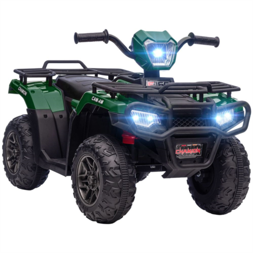 Aosom 12V Kids ATV Battery-Operated with AUX Port & USB, Kids 4 Wheeler with Tough Wear-Resistant Tread, Electric Four Wheeler Kids Ride on Car Electric Car for Ages 3-5, Green