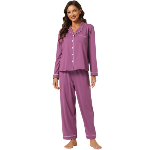 Cheibear Womens Pajama Sleep Shirt Nightwear Sleepwear Lounge Modal Pj Sets