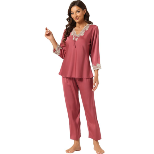 ALLEGRA K Womens Pajama Sets Sleepwear Soft Female Night Suit Lounge Sets
